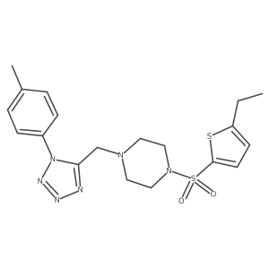 1-((5-ethylthiophen-2-yl)sulfonyl)-4-((1-(p-tolyl)-1H-tetrazol-5-yl)methyl)piperazine结构式