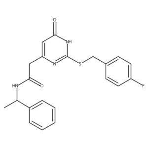 2-(2-((4-fluorobenzyl)thio)-6-oxo-1,6-dihydropyrimidin-4-yl)-N-(1-phenylethyl)acetamide Structure