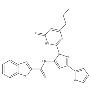 N-(3-(furan-2-yl)-1-(6-oxo-4-propyl-1,6-dihydropyrimidin-2-yl)-1H-pyrazol-5-yl)benzofuran-2-carboxamide Structure
