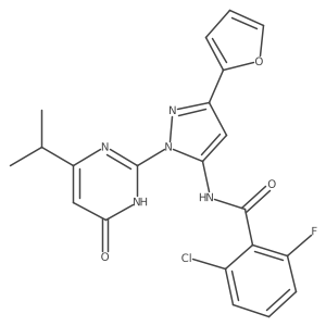 2-chloro-6-fluoro-N-(3-(furan-2-yl)-1-(4-isopropyl-6-oxo-1,6-dihydropyrimidin-2-yl)-1H-pyrazol-5-yl)benzamide Structure