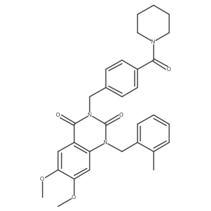 6,7-dimethoxy-1-(2-methylbenzyl)-3-(4-(piperidine-1-carbonyl)benzyl)quinazoline-2,4(1H,3H)-dione Structure
