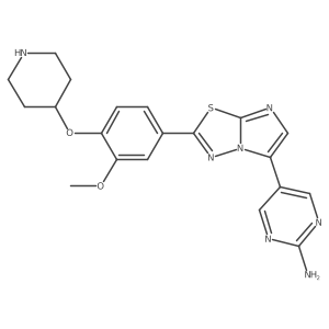 5-{2-[3-Methoxy-4-(piperidin-4-yloxy)-phenyl]-imidazo[2,1-b][1,3,4]thiadiazol-5-yl}-pyrimidin-2-ylamine结构式