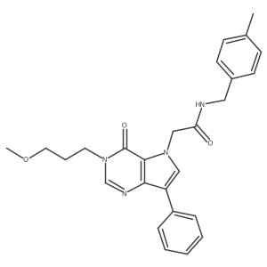 2-[3-(3-methoxypropyl)-4-oxo-7-phenyl-3,4-dihydro-5H-pyrrolo[3,2-d]pyrimidin-5-yl]-N-(4-methylbenzyl)acetamide结构式