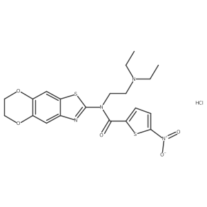 N-(2-(diethylamino)ethyl)-N-(6,7-dihydro-[1,4]dioxino[2',3':4,5]benzo[1,2-d]thiazol-2-yl)-5-nitrothiophene-2-carboxamide hydrochloride结构式