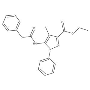 Ethyl 4-methyl-5-((phenoxycarbonyl)amino)-1-phenyl-1H-pyrazole-3-carboxylate结构式