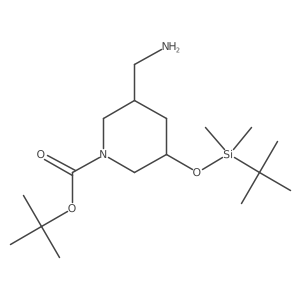 Tert-butyl 3-(aminomethyl)-5-(tert-butyldimethylsilyloxy)piperidine-1-carboxylate结构式