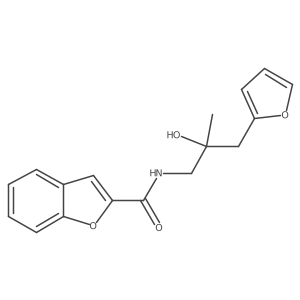 N-(3-(furan-2-yl)-2-hydroxy-2-methylpropyl)benzofuran-2-carboxamide结构式