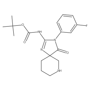 (E)-tert-Butyl (3-(3-fluorophenyl)-4-oxo-1,3,7-triazaspiro[4.5]decan-2-ylidene)carbamate Structure