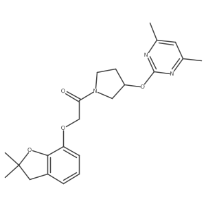 2-((2,2-Dimethyl-2,3-dihydrobenzofuran-7-yl)oxy)-1-(3-((4,6-dimethylpyrimidin-2-yl)oxy)pyrrolidin-1-yl)ethanone结构式