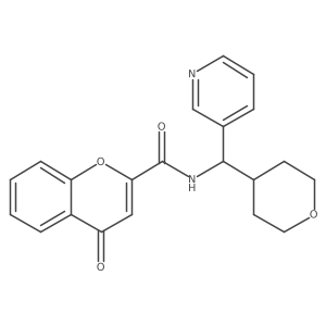 4-oxo-N-(pyridin-3-yl(tetrahydro-2H-pyran-4-yl)methyl)-4H-chromene-2-carboxamide结构式