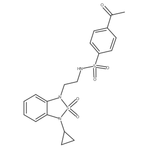 4-acetyl-N-[2-(3-cyclopropyl-2,2-dioxo-1,3-dihydro-2lambda6,1,3-benzothiadiazol-1-yl)ethyl]benzene-1-sulfonamide结构式