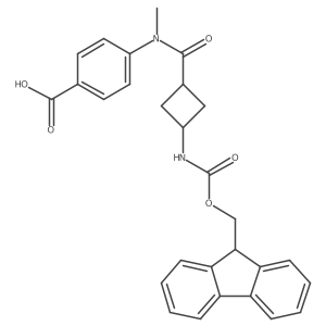 4-[N-methyl3-({[(9H-fluoren-9-yl)methoxy]carbonyl}amino)cyclobutaneamido]benzoic acid Structure