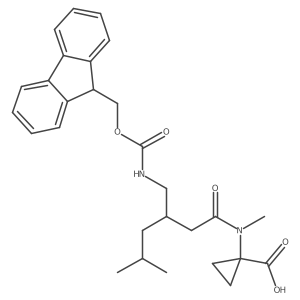 1-[(3S)-3-[({[(9H-fluoren-9-yl)methoxy]carbonyl}amino)methyl]-N,5-dimethylhexanamido]cyclopropane-1-carboxylic acid Structure