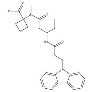 1-[(3S)-3-({[(9H-fluoren-9-yl)methoxy]carbonyl}amino)-N-methylpentanamido]cyclobutane-1-carboxylic acid Structure