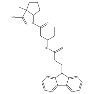2-[(3S)-3-({[(9H-fluoren-9-yl)methoxy]carbonyl}amino)pentanamido]-1-methylcyclopentane-1-carboxylic acid Structure