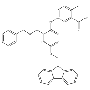 5-[3-(benzyloxy)-2-({[(9H-fluoren-9-yl)methoxy]carbonyl}amino)butanamido]-2-methylbenzoic acid结构式