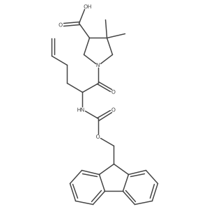 1-[2-({[(9H-fluoren-9-yl)methoxy]carbonyl}amino)hex-5-enoyl]-4,4-dimethylpyrrolidine-3-carboxylic acid Structure