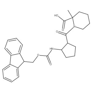 1-[2-({[(9H-fluoren-9-yl)methoxy]carbonyl}amino)cyclopentanecarbonyl]-2-methylpiperidine-2-carboxylic acid Structure