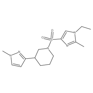 1-[(1-ethyl-2-methyl-1H-imidazol-4-yl)sulfonyl]-3-(1-methyl-1H-pyrazol-3-yl)piperidine结构式