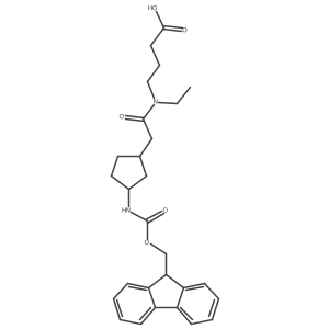 rac-4-{N-ethyl-2-[(1R,3S)-3-({[(9H-fluoren-9-yl)methoxy]carbonyl}amino)cyclopentyl]acetamido}butanoic acid结构式