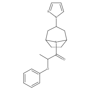 2-phenoxy-1-[3-(1H-pyrazol-1-yl)-8-azabicyclo[3.2.1]octan-8-yl]propan-1-one结构式