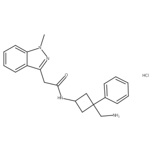 N-[3-(Aminomethyl)-3-phenylcyclobutyl]-2-(1-methylindazol-3-yl)acetamide;hydrochloride结构式