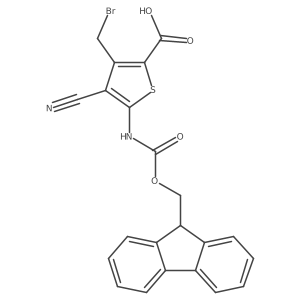 3-(bromomethyl)-4-cyano-5-({[(9H-fluoren-9-yl)methoxy]carbonyl}amino)thiophene-2-carboxylic acid Structure