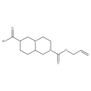 rac-(7R,9aR)-2-[(prop-2-en-1-yloxy)carbonyl]-octahydro-1H-pyrido[1,2-a]pyrazine-7-carboxylic acid结构式