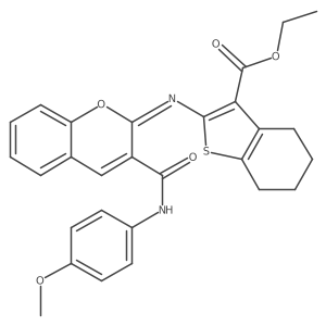 (Z)-ethyl 2-((3-((4-methoxyphenyl)carbamoyl)-2H-chromen-2-ylidene)amino)-4,5,6,7-tetrahydrobenzo[b]thiophene-3-carboxylate Structure