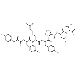 L-Tyrosyl-L-tyrosyl-N~5~-(diaminomethylidene)-L-ornithyl-L-tyrosyl-L-prolyl-L-leucyl-L-threonine结构式