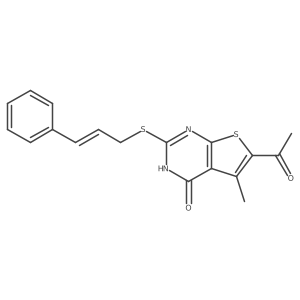 6-acetyl-2-(cinnamylthio)-5-methylthieno[2,3-d]pyrimidin-4(3H)-one结构式