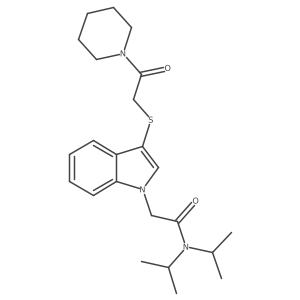N,N-diisopropyl-2-(3-((2-oxo-2-(piperidin-1-yl)ethyl)thio)-1H-indol-1-yl)acetamide Structure