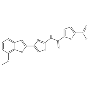 N-(4-(7-methoxybenzofuran-2-yl)thiazol-2-yl)-5-nitrothiophene-2-carboxamide结构式