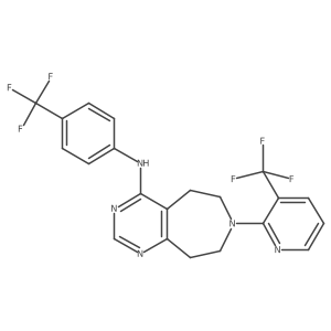 N-(4-(trifluoromethyl)phenyl)-7-(3-(trifluoromethyl)pyridin-2-yl)-6,7,8,9-tetrahydro-5H-pyrimido[5,4-d]azepin-4-amine Structure