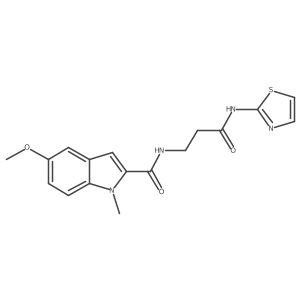 5-methoxy-1-methyl-N-[3-oxo-3-(1,3-thiazol-2-ylamino)propyl]-1H-indole-2-carboxamide结构式