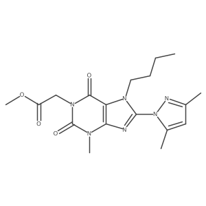 methyl 2-(7-butyl-8-(3,5-dimethyl-1H-pyrazol-1-yl)-3-methyl-2,6-dioxo-2,3,6,7-tetrahydro-1H-purin-1-yl)acetate Structure