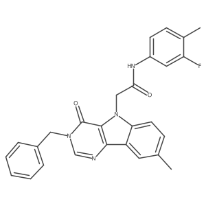 2-(3-benzyl-8-methyl-4-oxo-3H-pyrimido[5,4-b]indol-5(4H)-yl)-N-(3-fluoro-4-methylphenyl)acetamide结构式