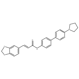 (E)-3-(benzo[d][1,3]dioxol-5-yl)-N-(4-(6-(pyrrolidin-1-yl)pyridazin-3-yl)phenyl)acrylamide结构式