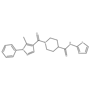 1-(5-methyl-1-phenyl-1H-pyrazole-4-carbonyl)-N-(thiazol-2-yl)piperidine-4-carboxamide结构式