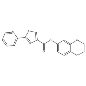 N-(2,3-dihydrobenzo[b][1,4]dioxin-6-yl)-2-(pyrazin-2-yl)thiazole-4-carboxamide结构式