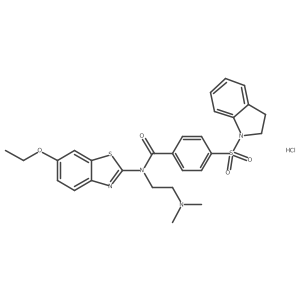 N-(2-(dimethylamino)ethyl)-N-(6-ethoxybenzo[d]thiazol-2-yl)-4-(indolin-1-ylsulfonyl)benzamide hydrochloride结构式
