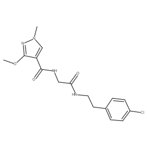 N-(2-((4-chlorophenethyl)amino)-2-oxoethyl)-3-methoxy-1-methyl-1H-pyrazole-4-carboxamide结构式