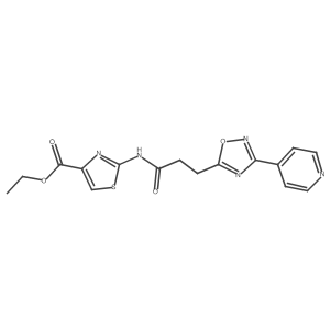 Ethyl 2-({3-[3-(pyridin-4-yl)-1,2,4-oxadiazol-5-yl]propanoyl}amino)-1,3-thiazole-4-carboxylate结构式