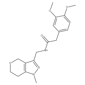 2-(3,4-dimethoxyphenyl)-N-((1-methyl-1,4,6,7-tetrahydropyrano[4,3-c]pyrazol-3-yl)methyl)acetamide结构式