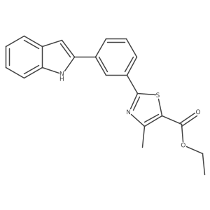 ethyl 2-(3-(1H-indol-2-yl)phenyl)-4-methylthiazole-5-carboxylate结构式