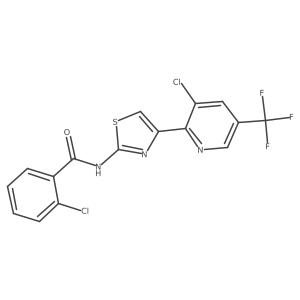 2-chloro-N-{4-[3-chloro-5-(trifluoromethyl)pyridin-2-yl]-1,3-thiazol-2-yl}benzamide结构式