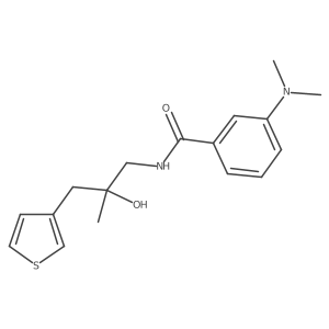 3-(dimethylamino)-N-{2-hydroxy-2-[(thiophen-3-yl)methyl]propyl}benzamide结构式
