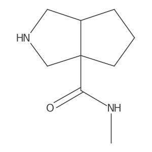 rac-(3aR,6aR)-N-methyl-octahydrocyclopenta[c]pyrrole-3a-carboxamide结构式