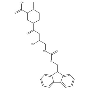 4-[4-({[(9H-fluoren-9-yl)methoxy]carbonyl}amino)-3-hydroxybutanoyl]-1-methylpiperazine-2-carboxylic acid结构式
