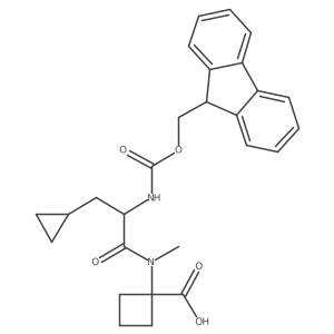 1-[3-cyclopropyl-2-({[(9H-fluoren-9-yl)methoxy]carbonyl}amino)-N-methylpropanamido]cyclobutane-1-carboxylic acid结构式